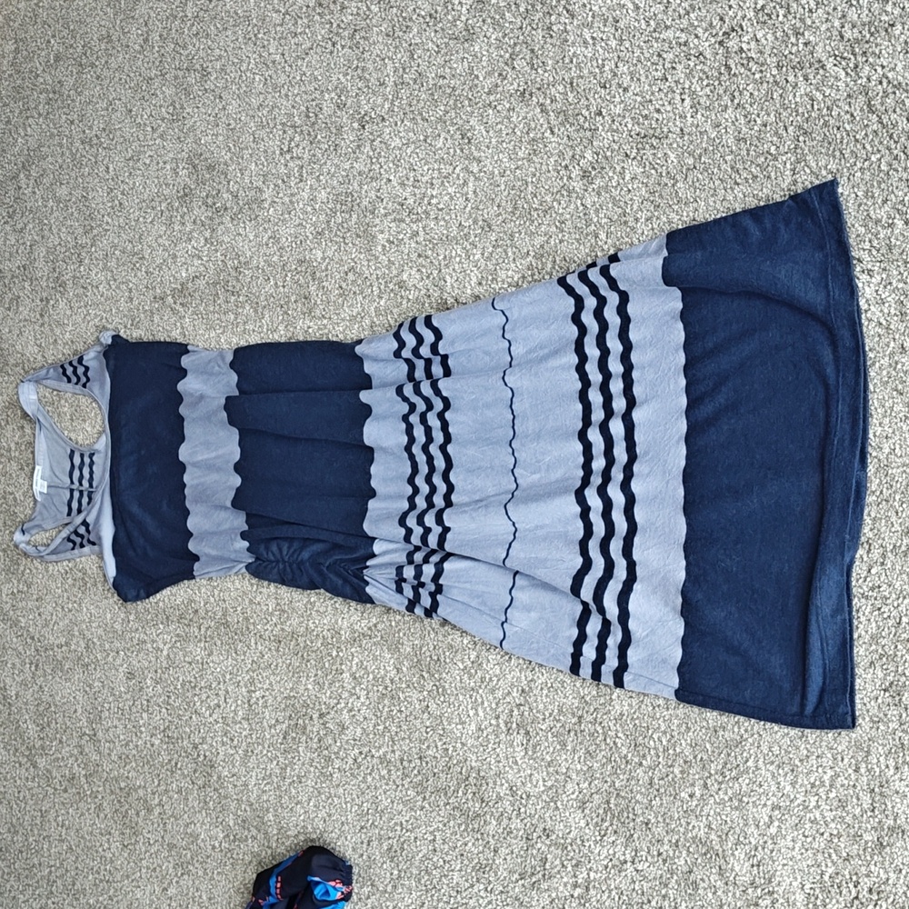 James Perse Racerback maxi dress striped blue Grey medium jersey modal supima